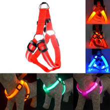 Load image into Gallery viewer, Rechargeable LED Nylon Pet Dog Cat Harness Led Flashing Light Harness Collar Pet Safety Led Leash Rope Belt Dog Accessories