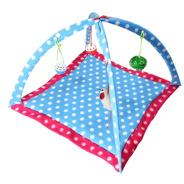 Pet Play Tent Bed | Dog and Cat play bed with colorful hanging toys |