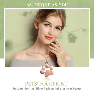 Rose Gold, Silver Animal Footprints Paw Necklaces