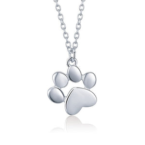 Rose Gold, Silver Animal Footprints Paw Necklaces